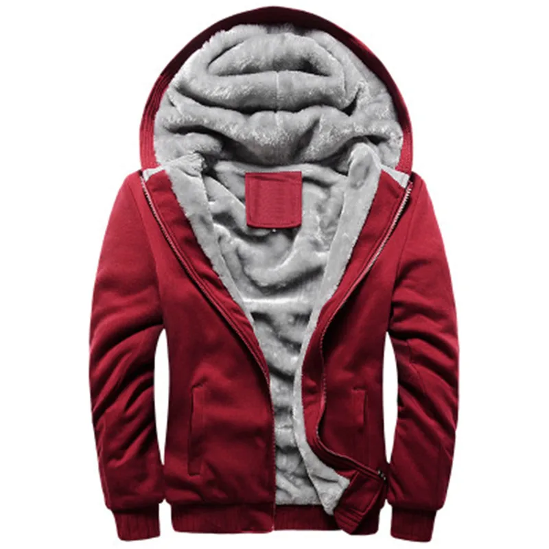 

Black Hoodies Men Winter Jacket Fashion Thick Men's Hooded Sweatshirt Male Warm Fur Liner Sportswear Tracksuits Mens Coat