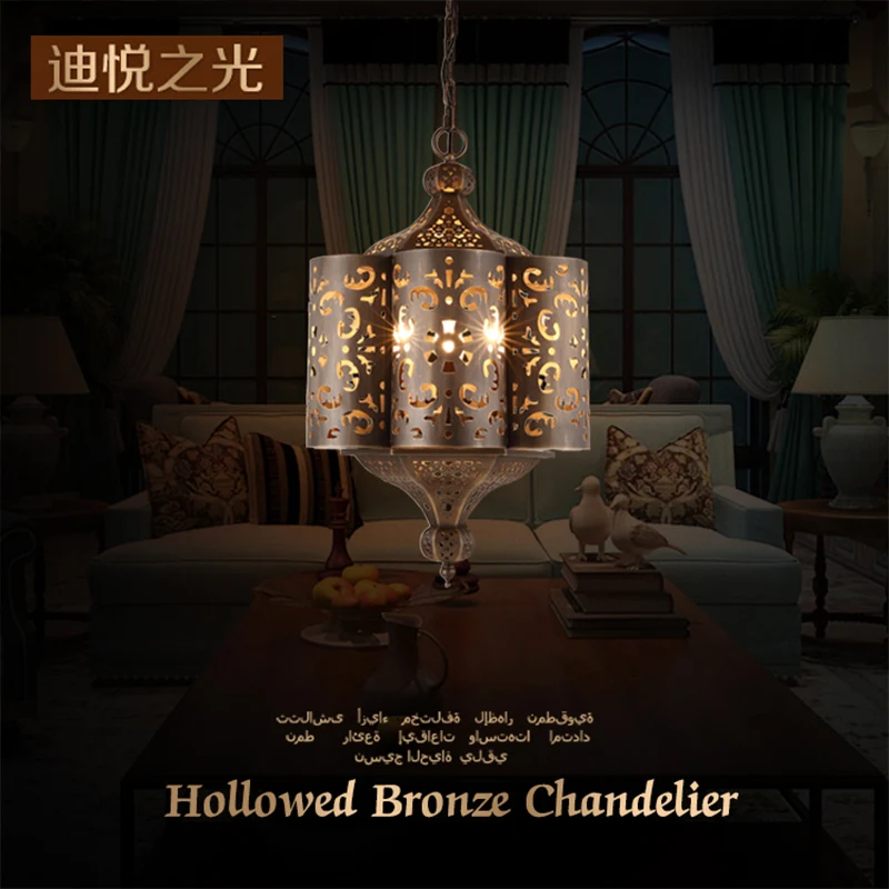 Медная лампа в арабском стиле, винтажная Подвесная лампа для гостиной, спальни, ретро люстры, отель, обеденный светильник, светильники, led e14