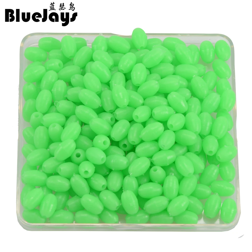 300PCS/lot Oval Hard Luminous Fishing Beads Fishing Plastic Lure