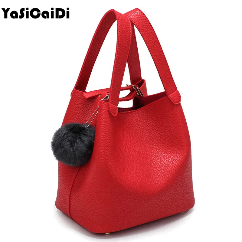 Top Handle Women Bags Fashion Pu Women s Leather Handbags Black Women Bag Tassel Fur Bag