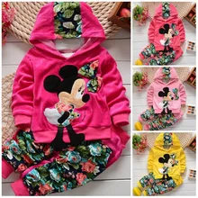 Cute Toddler Girl Clothing Sets Kids 2015 Spring Children Velvet Clothing Set Minnie mouse Baby Girls Tracksuits Hoodies + Pants