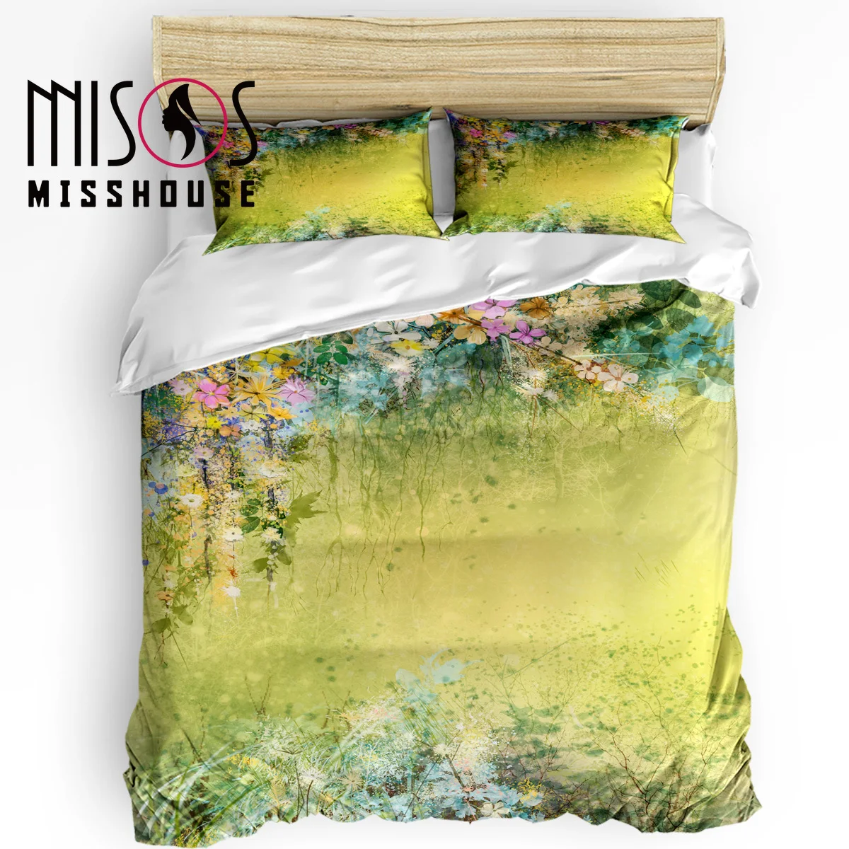 MISSHOUSE Bedding Sets Flower Spring Home Textile 3pcs Duvet Cover Set Comforter Pillowcases | Дом и сад