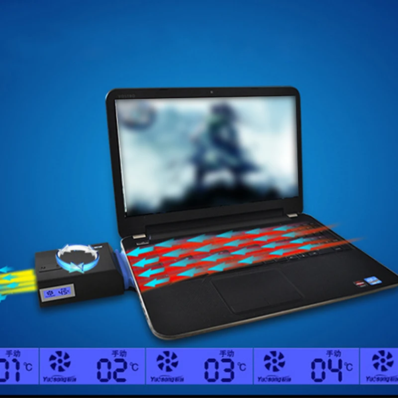 

USB Laptop Cooler LCD Turbo Power Adapter Type Extracting Rapid Cooling Fan Ra-diator for 14 15.6 Inch Notebook PC Accessories