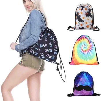 

Non-Woven Bags drawstring backpack Women Bag 3D Digital Print Bouquet Pocket Backpack worek plecak sznurek#y4