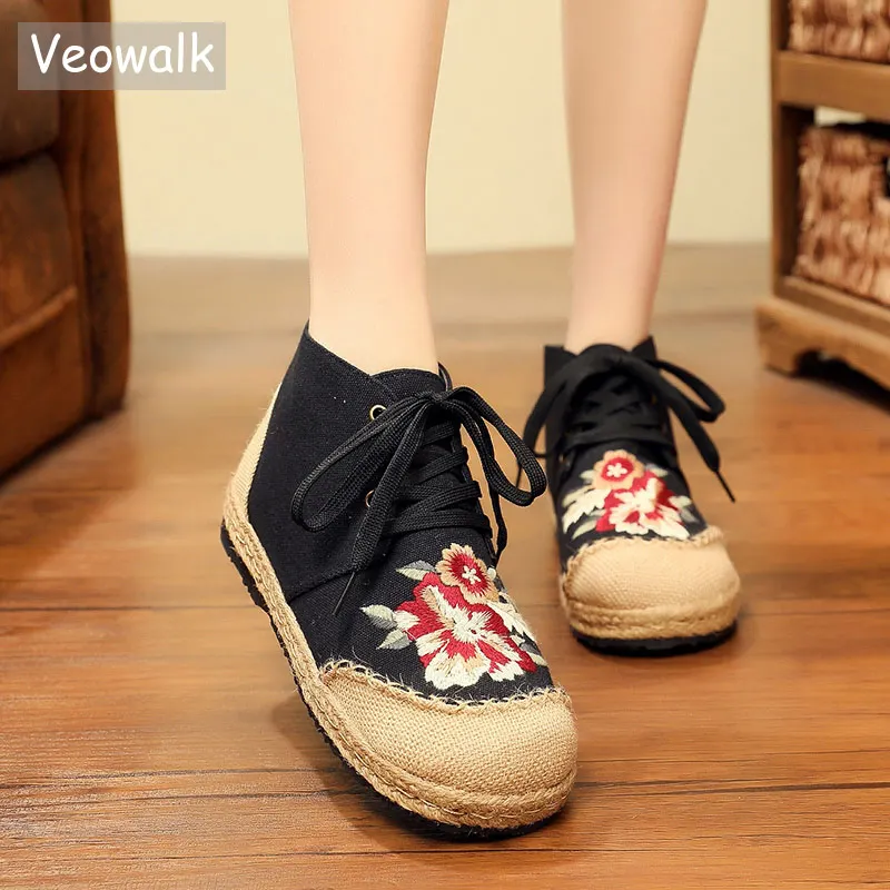 Женские льняные холщовые кроссовки Veowalk эспадрильи женская повседневная обувь с