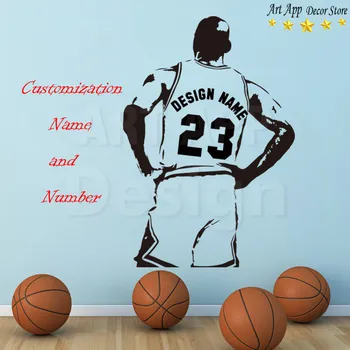 

New art name design home decoration vinyl basketball player wall Sticker Removable house decor NBA sports room decals