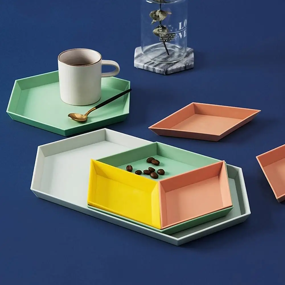 

Creative color storage tray plastic detachable tray home living room coffee table fruit bowl fruit bowl four-piece suit