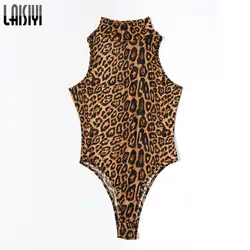 LAISIYI водолазка без рукавов Leopard боди Сексуальная Bodycon комбинезон для женщин уличная Женское боди ASJU20341