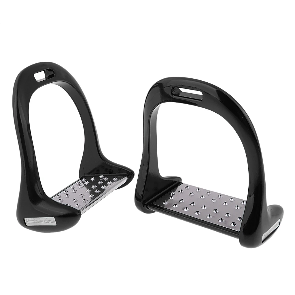 1Pair Anti Slip Aluminium Horse Saddle English Stirrups Horse Riding Equestrian Safety 18x15cm Plastic Safety Stirrups
