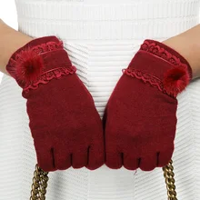 REALBYLace тачскрин GlovesWiter теплые перчатки варежки женские перчатки украшение кролика зимние аксессуары luvas de inverno 33152