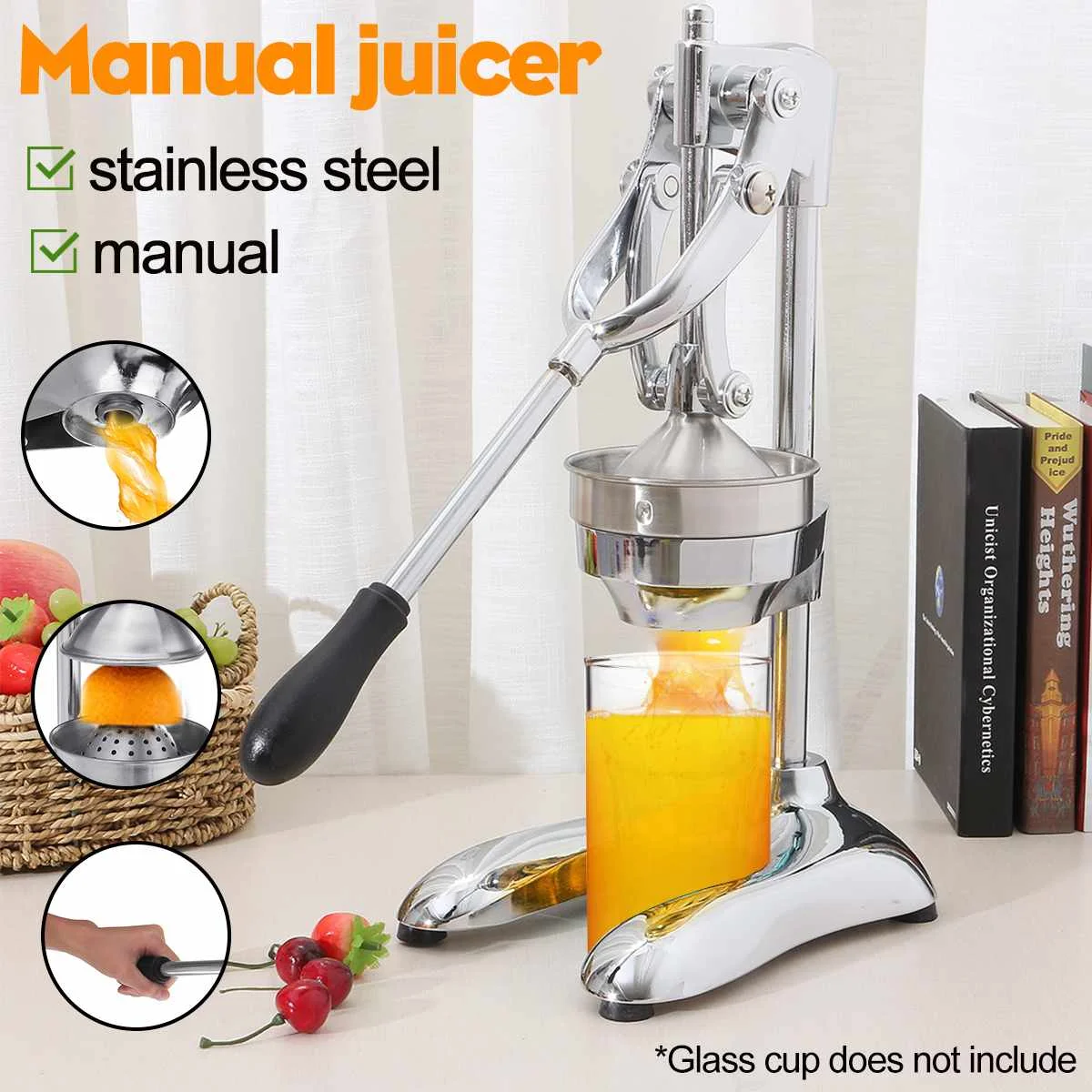 

Stainless Steel Manual Hand Press Juicer Squeezer Citrus Lemon Orange Pomegranate Fruit Extractor Commercial Or Household