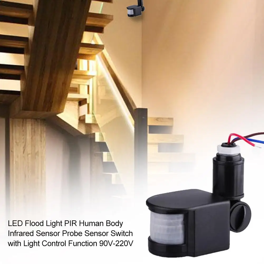 1pc LED Flood Light Motion Sensor 90V-220V Automatic Infrared PIR Movement Detector with Light Control Function for Floodlight