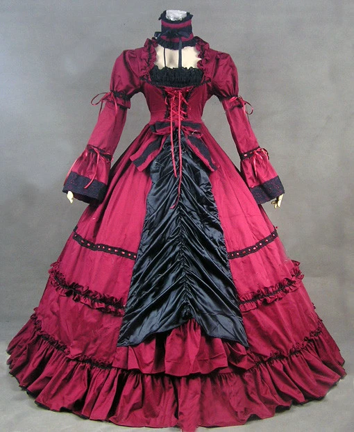 Vestidos victorianos góticos de manga acampanada, color rojo, clásico, Retro, con cuello cuadrado, vestido de corte europeo para fiestas de verano, 2018|Vestidos| AliExpress