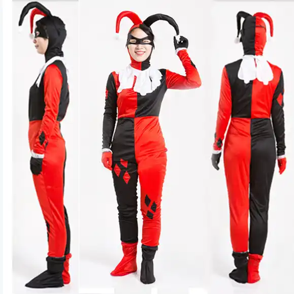 Disfraz para adultos mal bufón Dorado y Negro para Hombre Halloween Vestido de fantasía Traje Nuevo