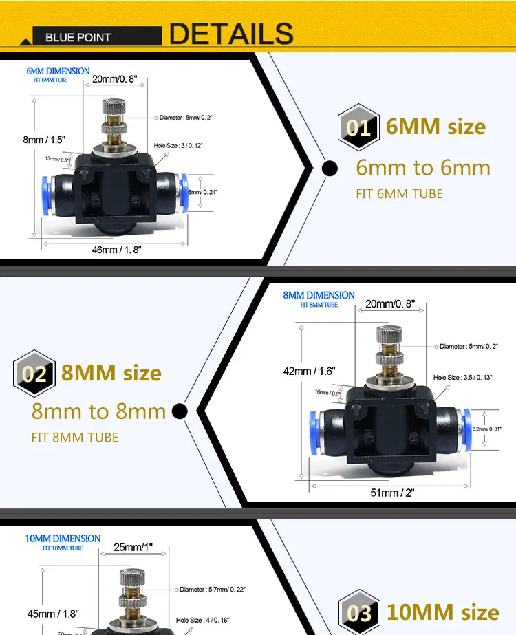 4, 6, 8, 10, 12 мм трубка нажимная для подключения фитингов Т-образная пневматическая скорость потока управление Лер клапан воздушный поток управление клапан разъем