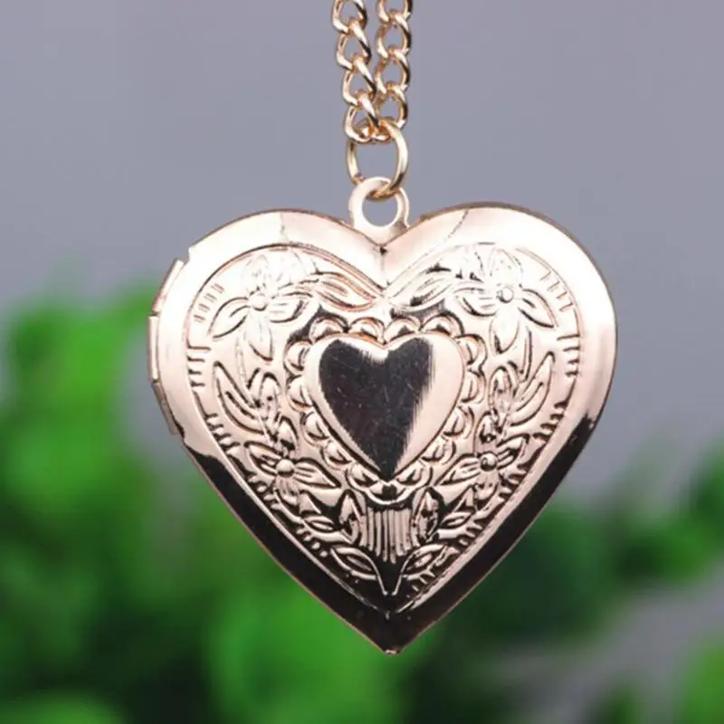 

Lover Gift Hollow Out Water Drop Shell Photo Frames Can Open Locket Necklaces Silver Plated Heart Pendants Necklace