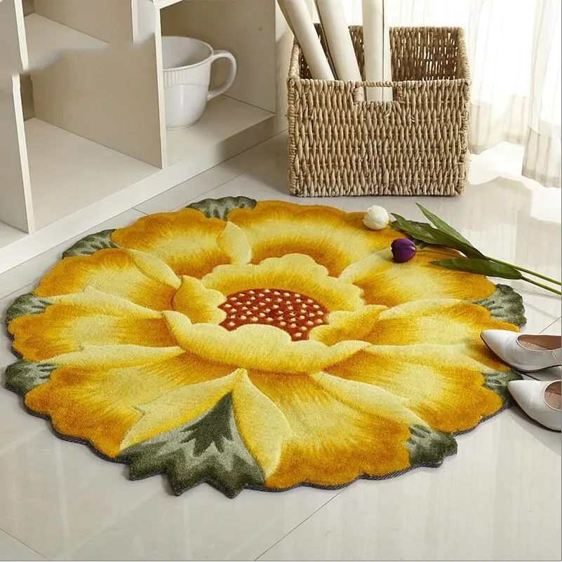 90 см Диаметр 3D подсолнечника ковры для Гостиная Мягкий дети играют коврик ковры и ковры коврик/коврик Спальня коврик