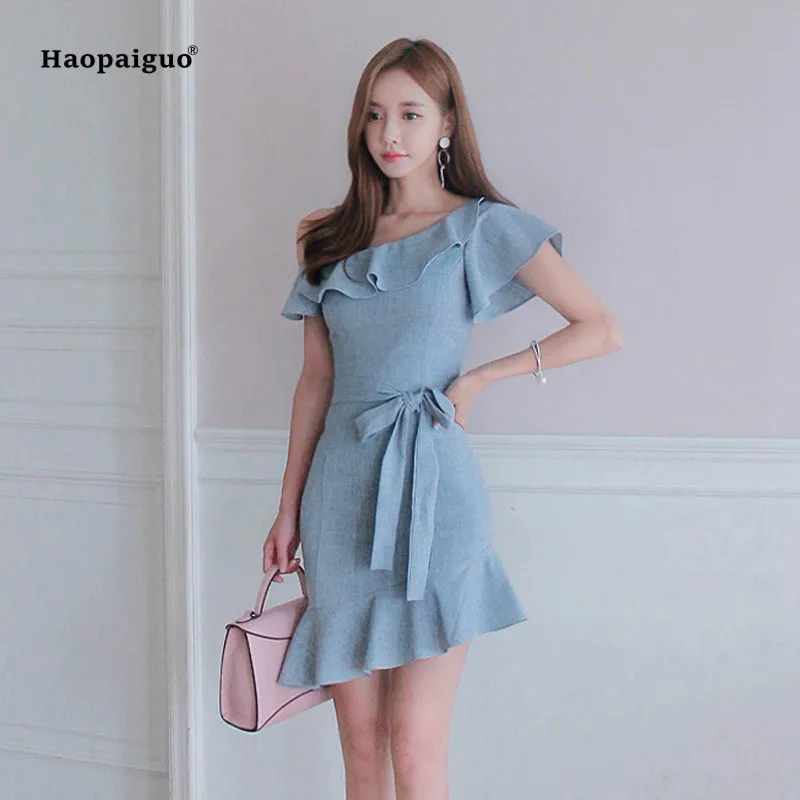 Solid Asymmetrical Dress Summer Women Short Sleeve Off the Shoulder Bow Elegant Office Lady Dress Casual Mini Dresses Vestidos Solid Asymmetrical Dress Summer Women Short Sleeve Off the Shoulder Bow Elegant Office Lady Dress Casual Mini Dresses Vestidos