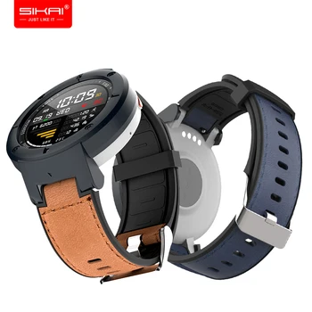 

SIKAI Silicone Leather Watchband For Amazfit Verge lite Smartwatch High-quality Leather Strap Replacement Bracelet For Huami 3