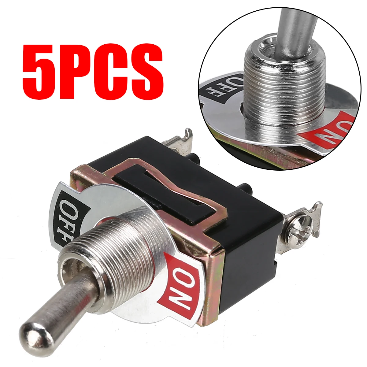 Universal 5pcs 12V 15A Rocker Toggle Flick Switch ON/OFF Car Dash Light SPST Heavy Duty