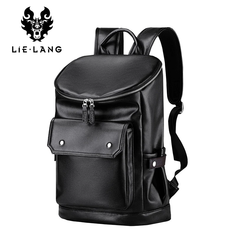 

LIELANG Men's Backpack High Quality Leather Large Backpack Men Laptop Bag Male Black Bagpack Business Ipad Travel Bag