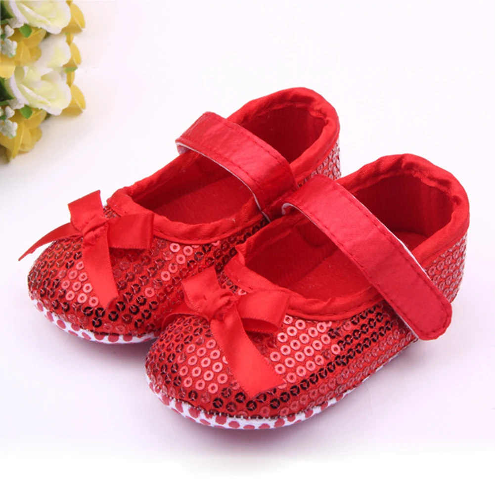 Fashion Bling Sequin Baby Girls First Walker Princess Shoes Bow Knot