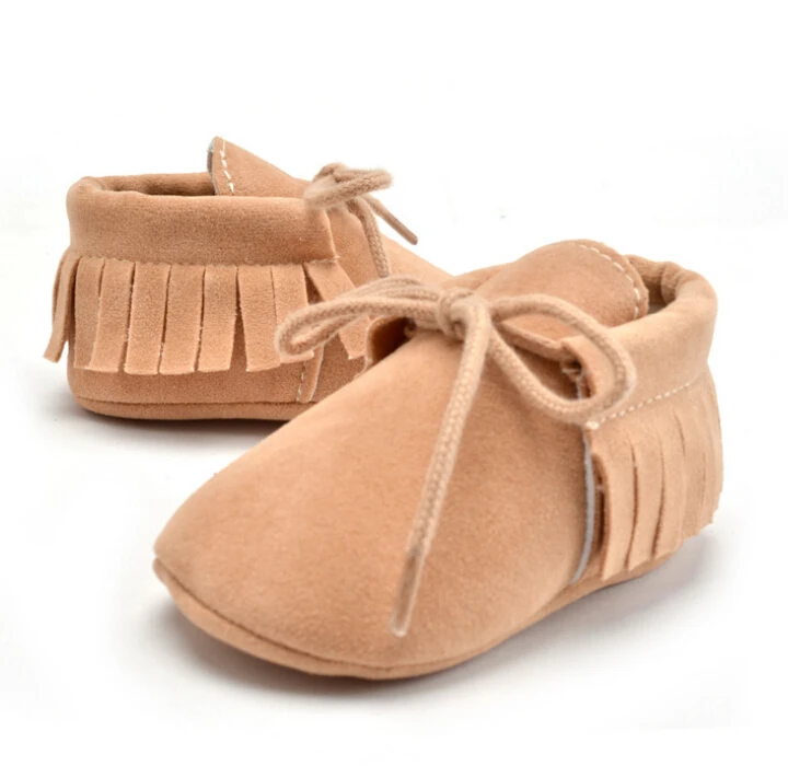 Детские мокасины для новорожденных девочек и мальчиков; обувь на мягкой подошве со шнуровкой; Нескользящие тапочки с кисточками - Цвет: Хаки