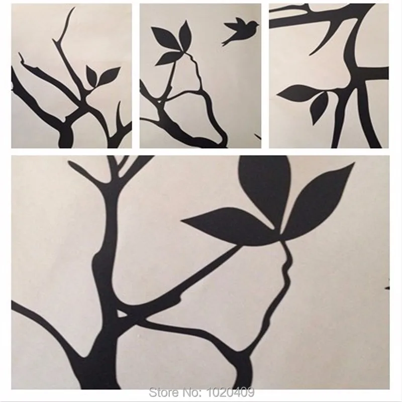 Cat On Tree Branch Birds Vinyl Wall Sticker Art Decorative Stickers Glass Window Sticker Kitchen Wall Stickers Home Decor A017