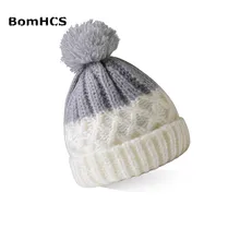 BomHCS женская зимняя вязаная шапка ручной работы с помпонами