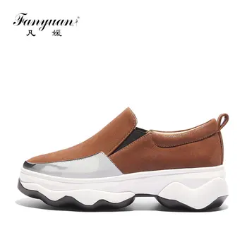 

fanyuan Fashion Mixed Colors Casual Shoes Spring Slip-On Flat Platform Shoes comfort Elastic band Flats Chaussures femme