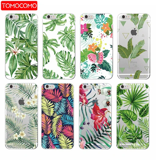 

Tree Leaves Tropic Summer Floral Fashion Soft TPU Printed Phone Case For iPhone 6 6S 6Plus 7 7Plus 8 8PLUS X XS Max SAMSUNG