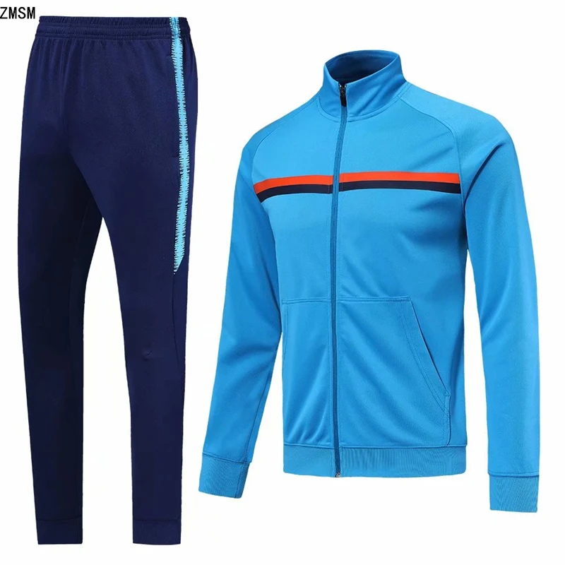 

ZMSM Autumn Winter Soccer Tracksuit Adult Outdoor Home Fitness Running Jackets & Pants zipper Coat Long Football Training Suit