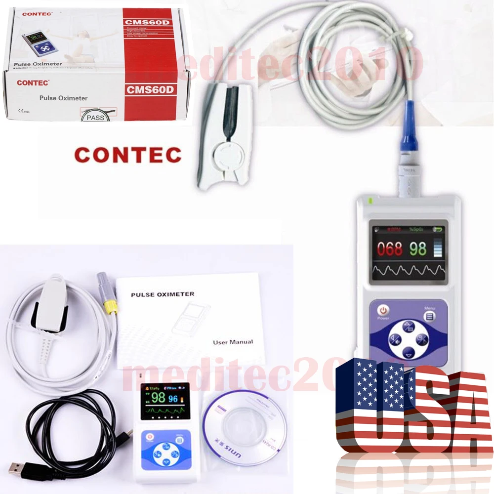 CMS60D SPO2 Pulse Oximeter, 1.8" OLED+USB PC Software, FDA US Sale