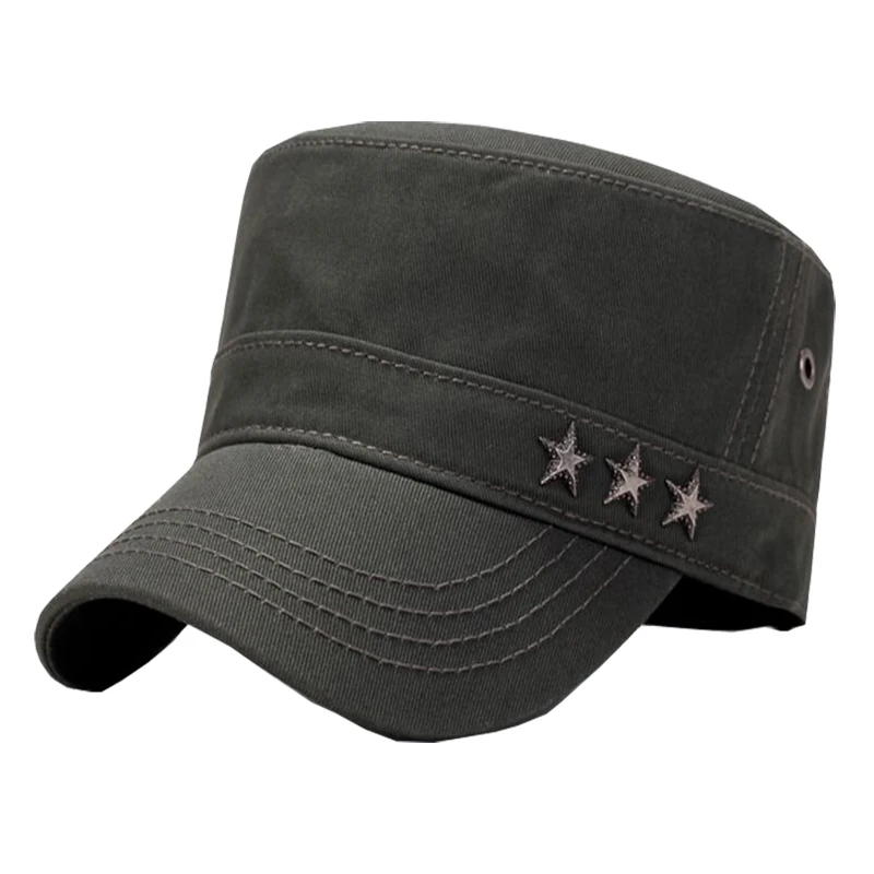 Unisex Flat Top Caps Cotton Classic Military Hats Women Men Stylish