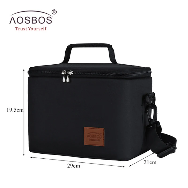838Black plus Aosbos, Модные Портативные Термосумки для ланча для женщин, детей, мужчин, кулер для еды, пикника, Большая вместительная изолированная сумка для хранения - Цвет: 838Black plus