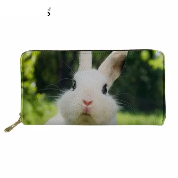 

Cute 3D Animal Rabbit/Bunny Printing Long PU Leather Wallet for Girls Brand Designer Woman Zipper Purse Card Holder Murse Sumka
