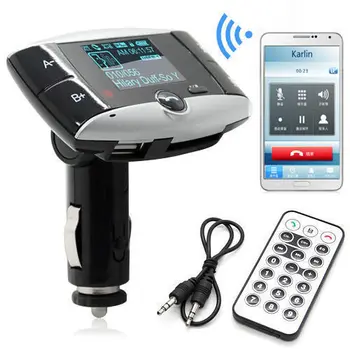 

1.5" LCD Handsfree Car Kit Bluetooth MP3 Player SD MMC USB Remote Wireless FM Transmitter Radio Modulator Car charger for phones
