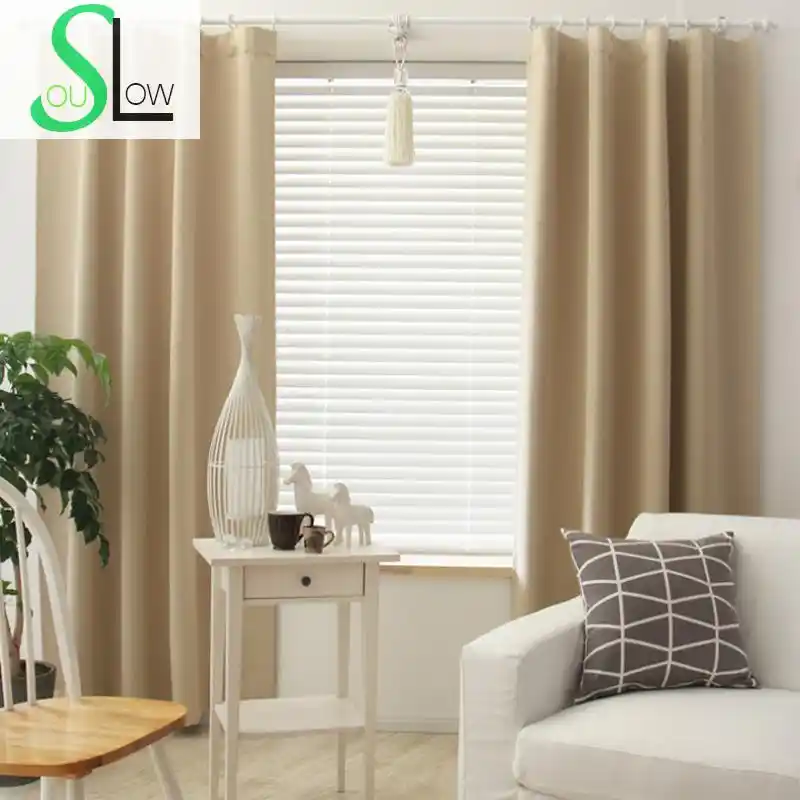 Slow Soul Rose Pink Sky Blue Light Naked Mint Green Dark Solid Curtains For Living Room Kitchen Bedroom Blackout Cortinas