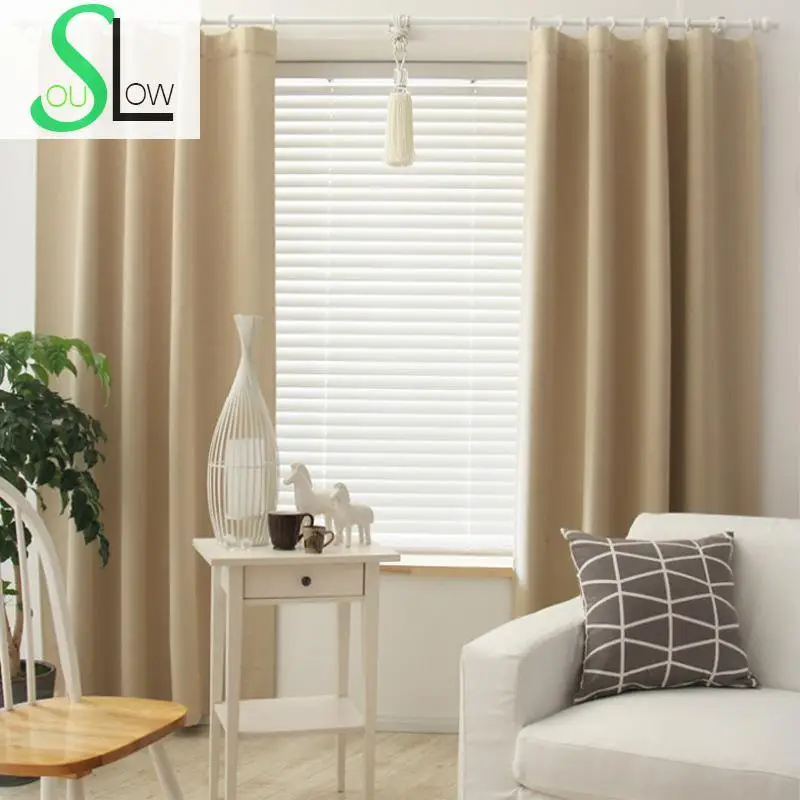 Us 26 0 35 Off Slow Soul Rose Pink Sky Blue Light Naked Mint Green Dark Solid Curtains For Living Room Kitchen Bedroom Blackout Cortinas In Curtains