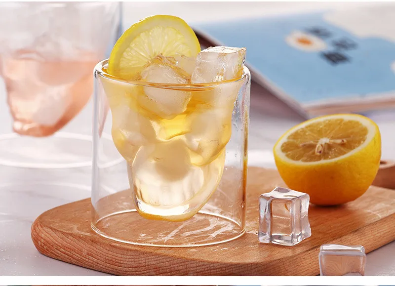 Креативный череп бокал для вина чашки многоразовый прозрачный фруктовый сок пивная чашка с двойными стенками бар Домашний стакан L27C