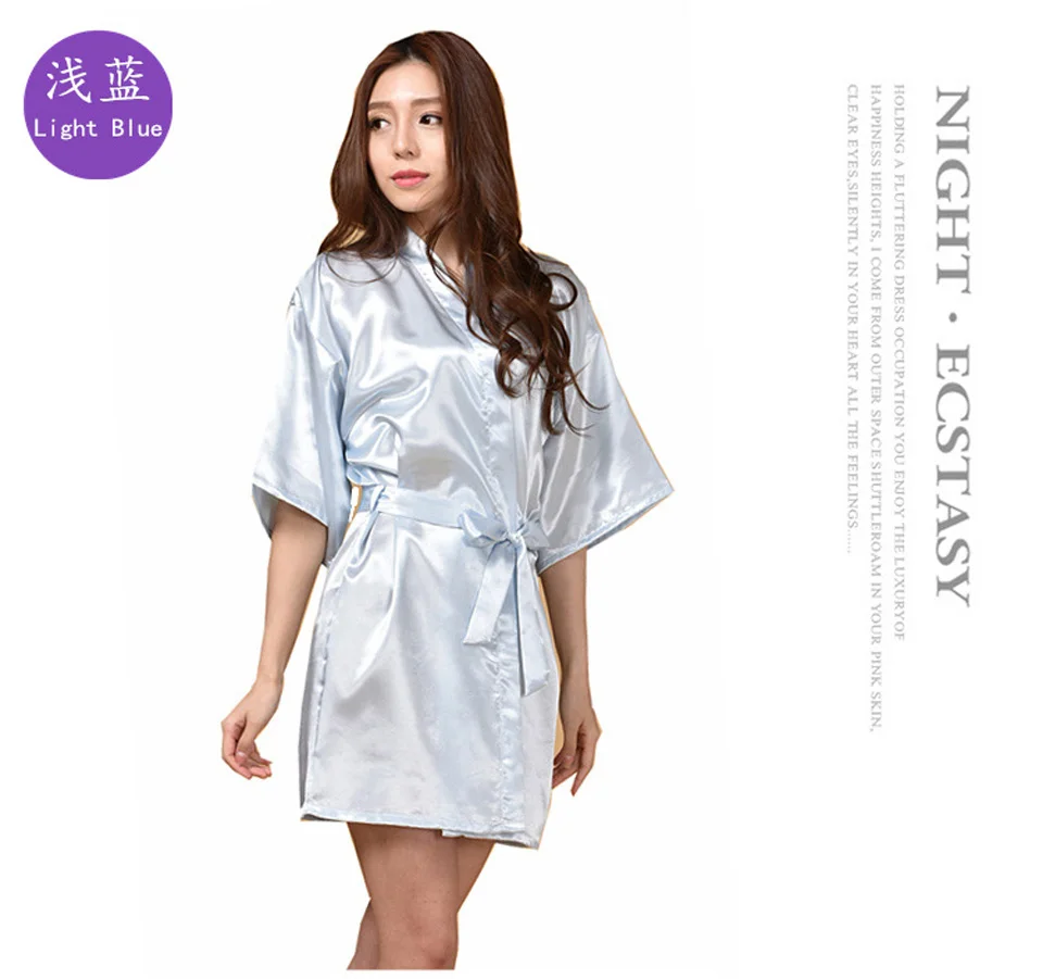 Для женщин Ночная рубашка моделирование шелковые кимоно благородный сплошной цвет тонкий кардиган платье летние пикантные короткий халат