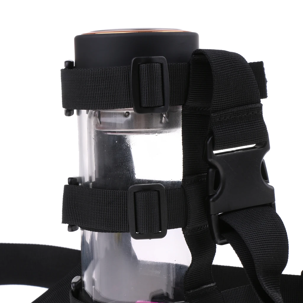 MagiDeal Durable Black Nylon Water Bottle Drink Kettle Cup Carrier Holder Cover & Adjustable Shoulder Strap - Universal Fit