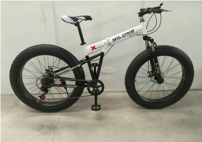 Flash Deal KALOSSE   Folding   snow   mountain bike  21/24/27 speed   Fat bicycle ,  26*4.0 inch  beach mountain bicycle 6