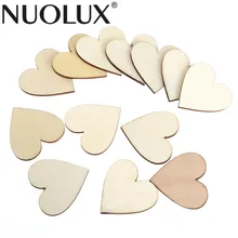 100 шт 40 мм Пустые древесные срезы из дерева сердца поделки украшения для украшения вечерние свадебные украшения