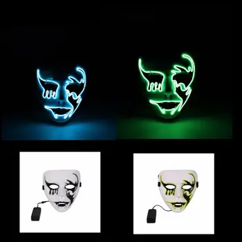 

Halloween LED Luminous Mask Horror EL Wire Ball Mak Carnaval Cosplay Party Club Bar DJ Glowing Full Face Masks New