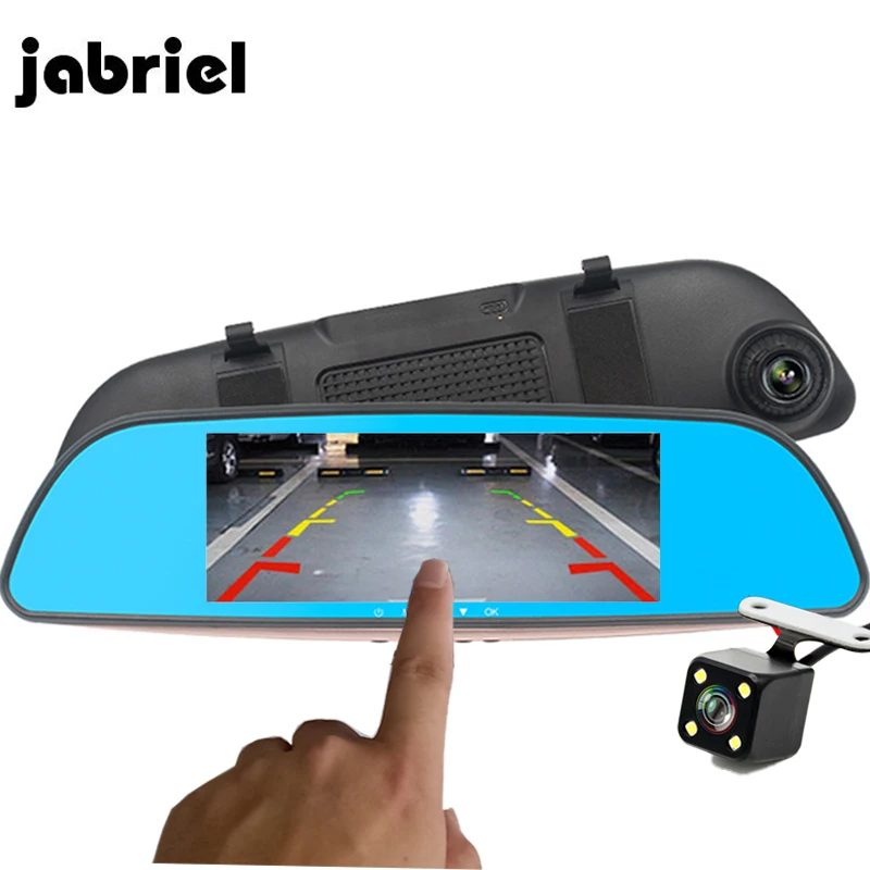 

Jabriel Car DVR With Two Cameras Rear View Mirror Auto Registrator Drive Digital Car Video Recorder Dash Cam Dual Lens HD Dvrs