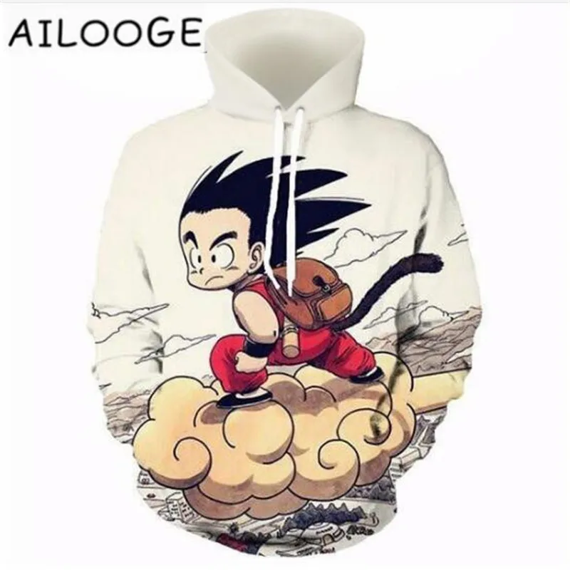 Аниме Dragon Ball Z толстовки с капюшоном и карманами малыш Гоку 3D пуловеры для женщин