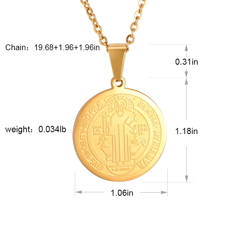 Ожерелья из нержавеющей стали SOITIS с изображением Святого Бенедикта|chain jewelry|jewelry