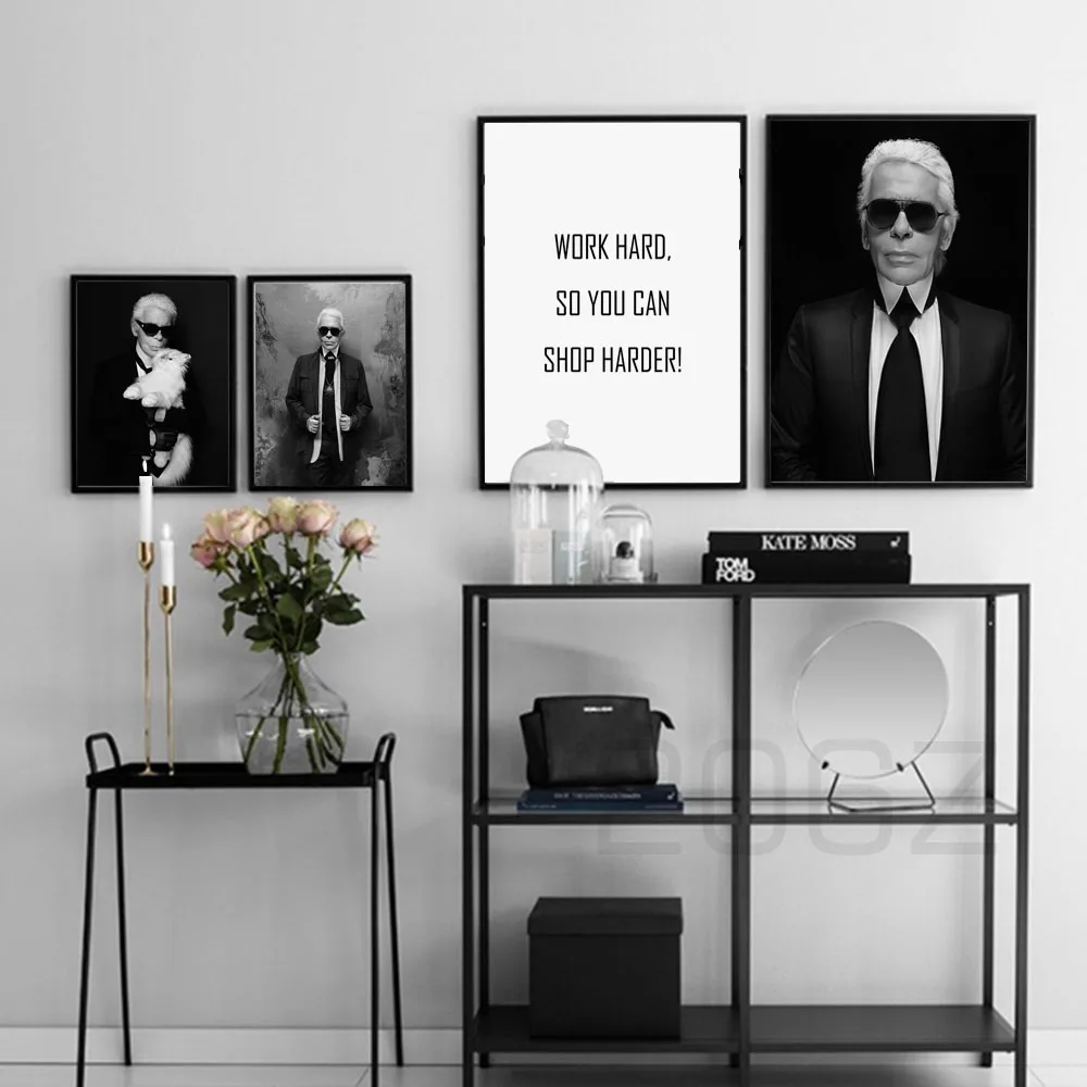 

Fashion Paris Costume Designer Karl Lagerfeld Nordic Posters And Prints Wall Art Canvas Painting Wall Pictures Living Room Decor