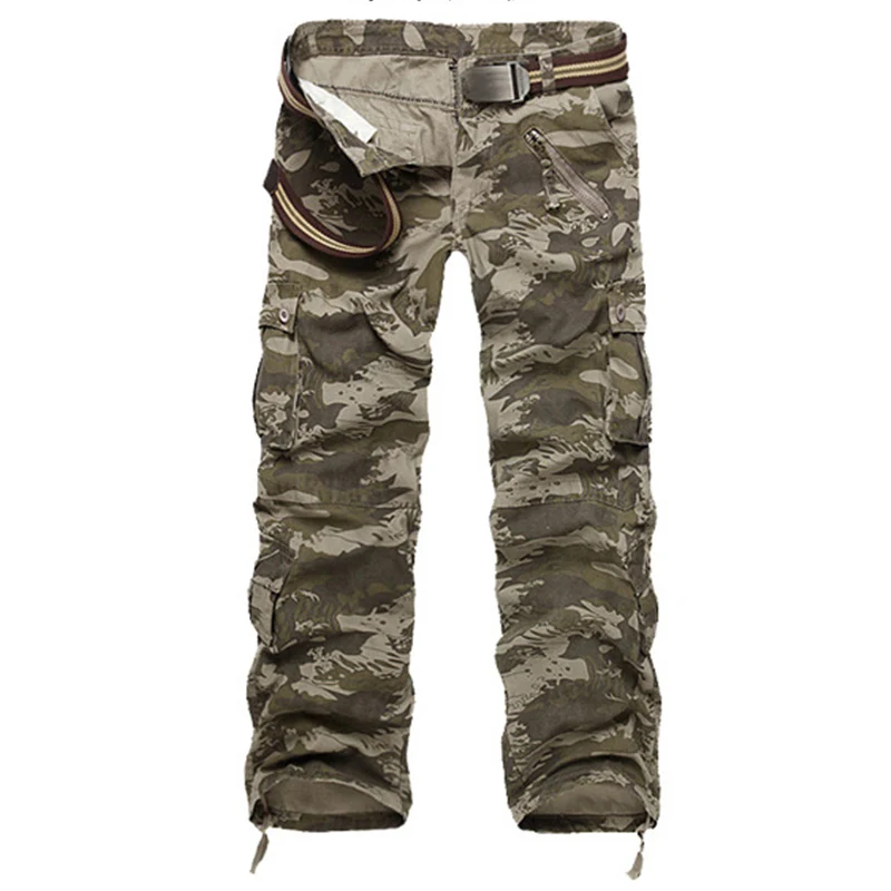 Осенние стильные многокарманные брюки карго мужские повседневные мешковатые военные тактические армейские камуфляжные брюки плюс размер - Цвет: water camo